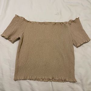 Tan scrunched off the shoulder top- H&M, size XL, brand new
